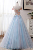 Ball Gown Off the Shoulder Tulle Sweetheart Appliques Prom Dress M937